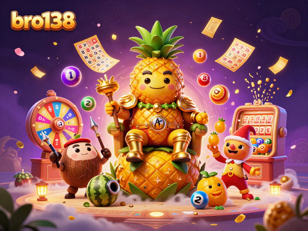 Engage with exciting games at bro138, featuring a colorful interactive casino scene filled with vibrant elements.