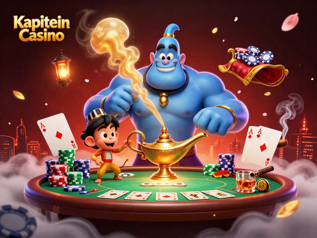 Menangkan permainannya di Kapitein Casino dengan ilustrasi kasino yang megah dan penuh warna!