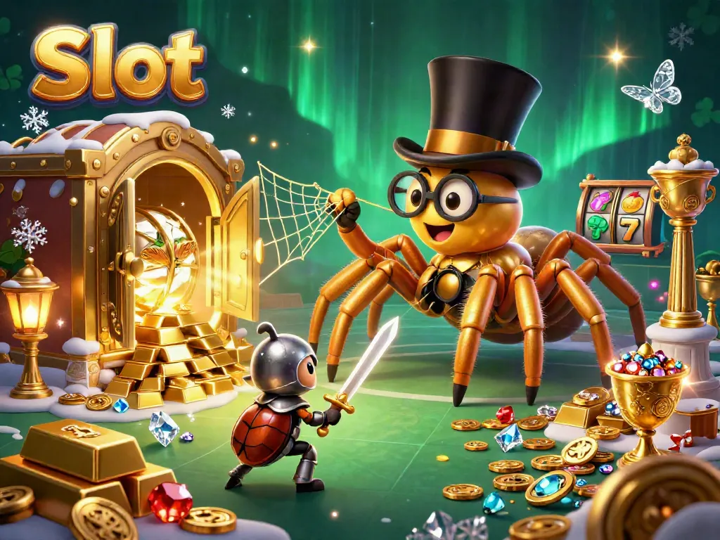 Spin the Slot with vibrant characters and treasure in this enchanting casino scene.