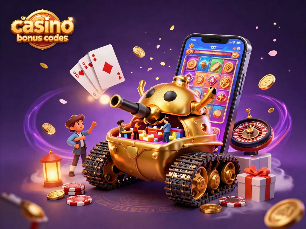 Engage with chanced casino bonus codes in an ultra-detailed fantasy scene with vibrant slots and casino elements.