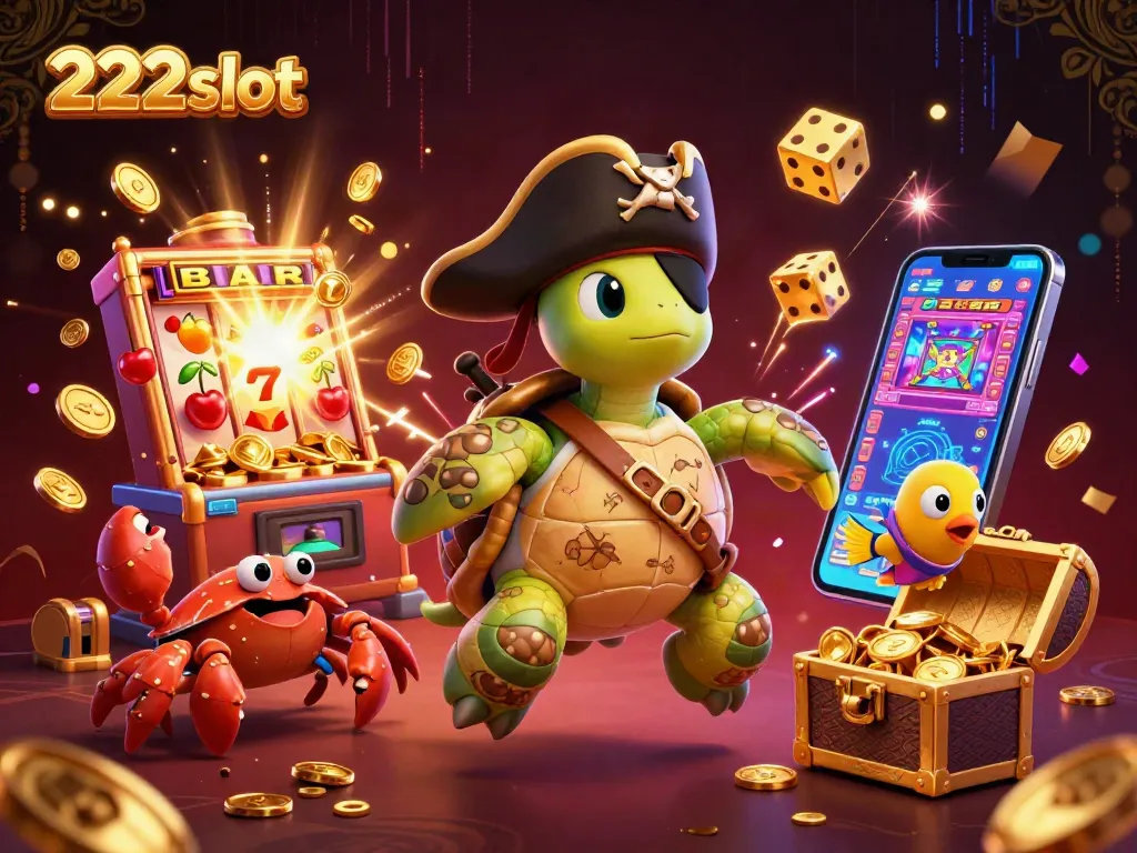 Menangkan jackpot menarik di 222slot dengan mesin slot dan koin berkilauan.