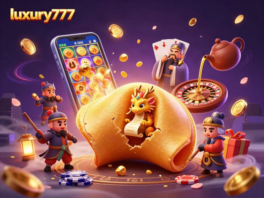 Experience the dynamic world of luxury777 with a vibrant 3D gaming illustration showcasing fortune and fun.