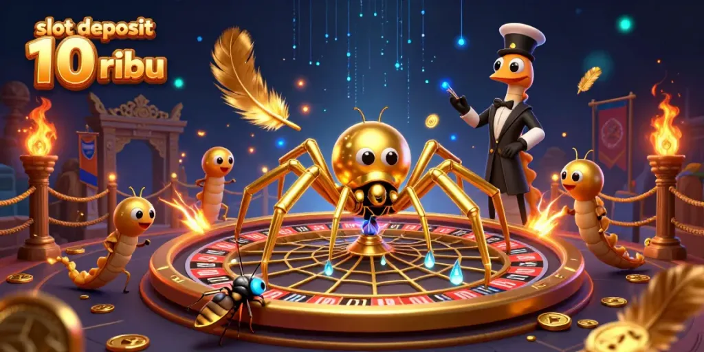 Engage with thrilling gameplay at 'slot deposit 10 ribu' showcasing a dynamic casino scene.