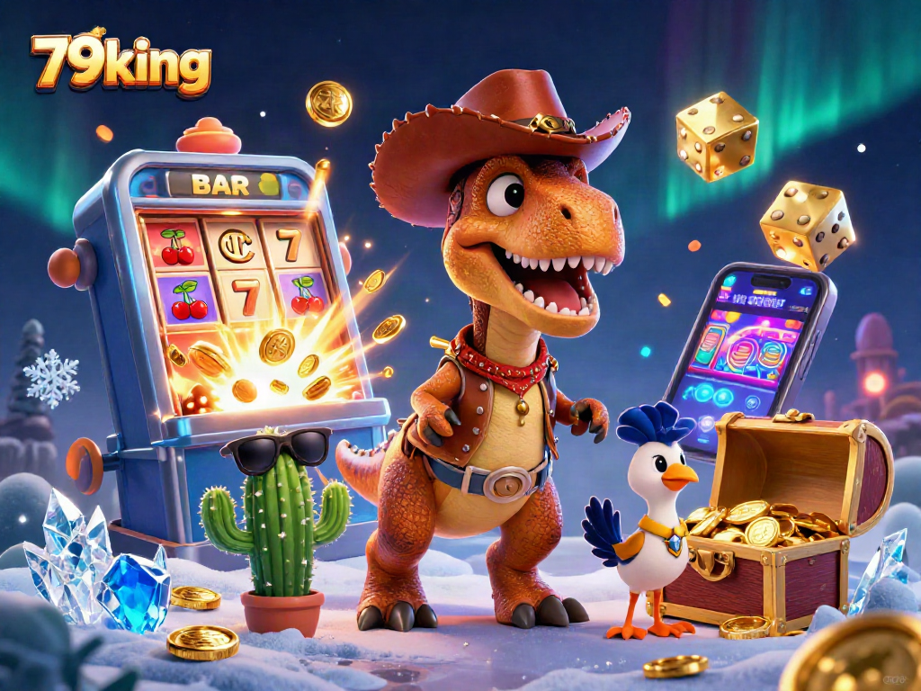 Experience the thrill of winning with 79king at this vibrant 3D casino illustration.
