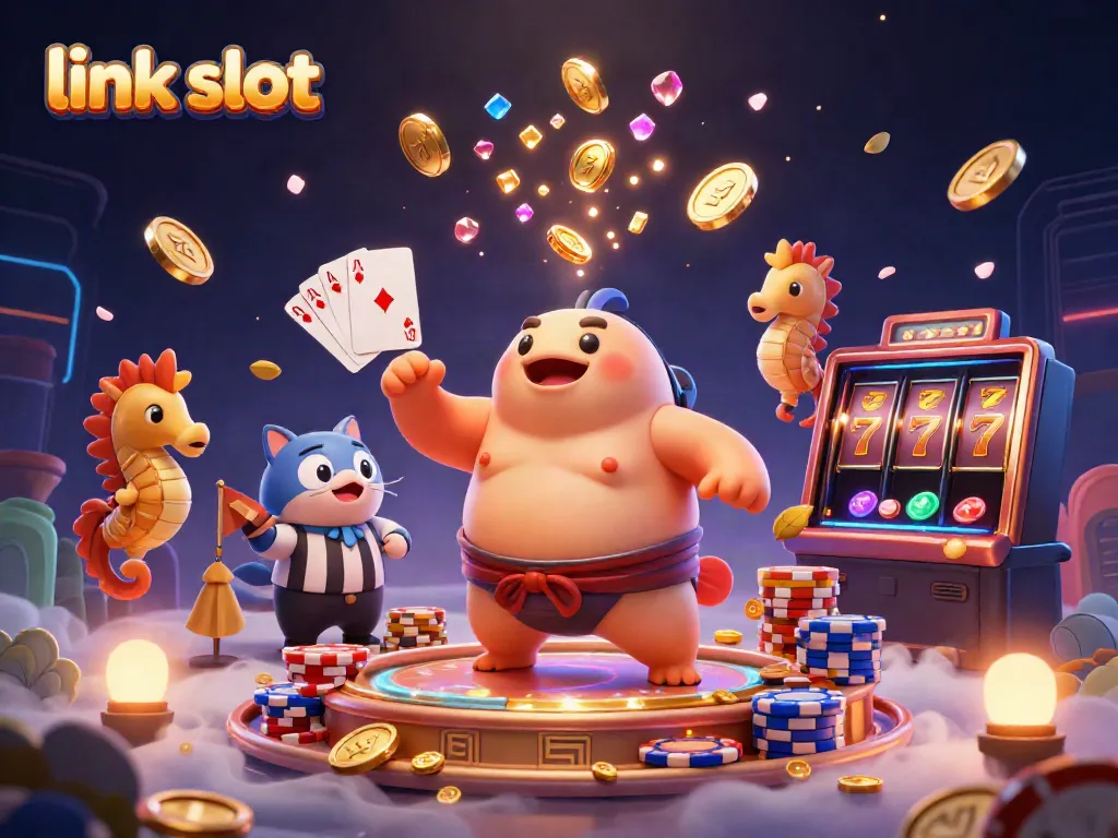 Experience thrilling luck with link slot as enchanting sea creatures compete in this vibrant casino underwater scene.
