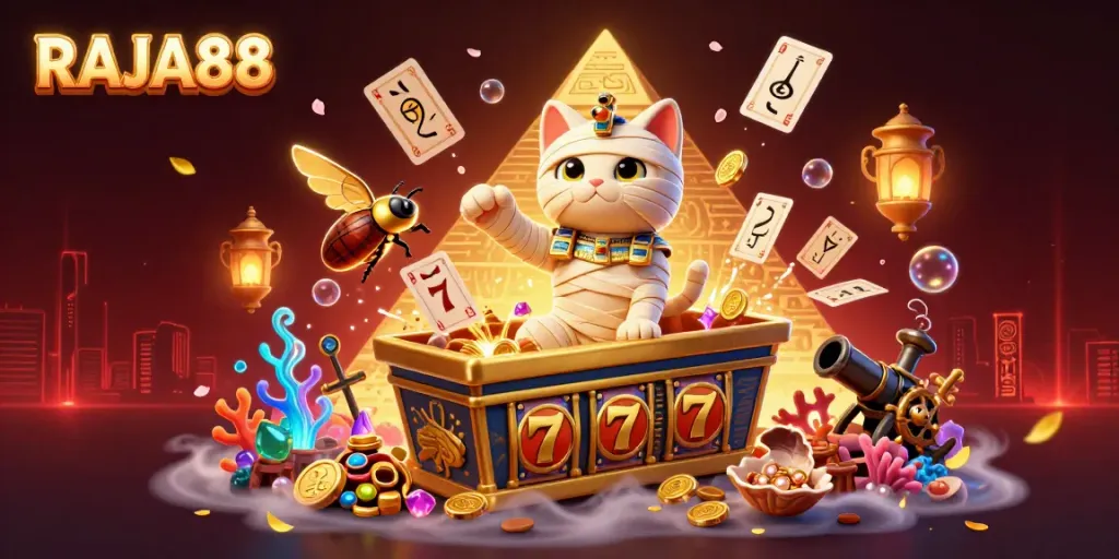 Raikan kemenangan dengan RAJA88, slot terbaru, jackpot menanti dalam suasana kasino.