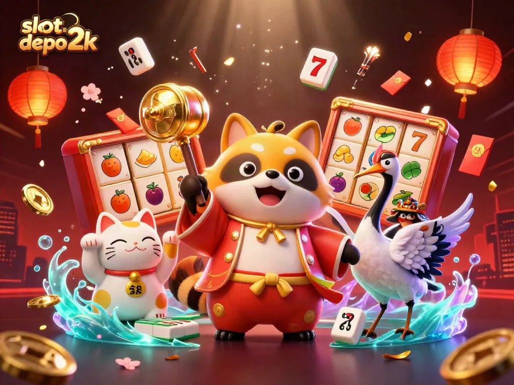 Experience the thrill with slot depo 2k featuring lucky symbols and vibrant characters.