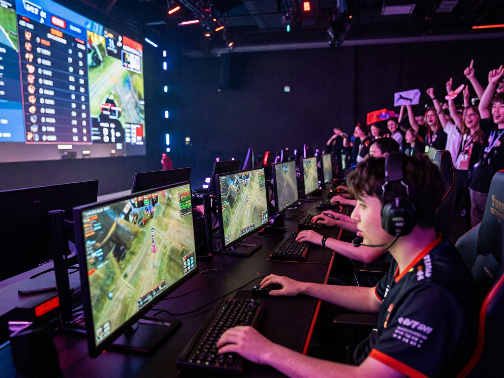 Gamer in action at esports tournament, showcasing harga toto excitement and competitive atmosphere.