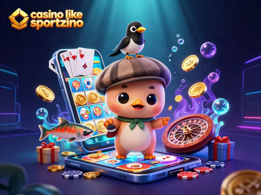 Play exciting games at a casino like sportzino with spinning reels and golden coins.