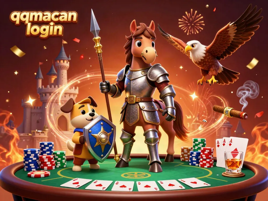 Engage with the thrilling world of QQMacan login at this vibrant casino-inspired illustration