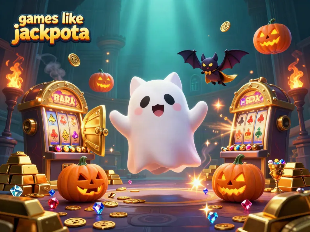 Play games like jackpota and win cash prizes in a vibrant, haunted casino scene.