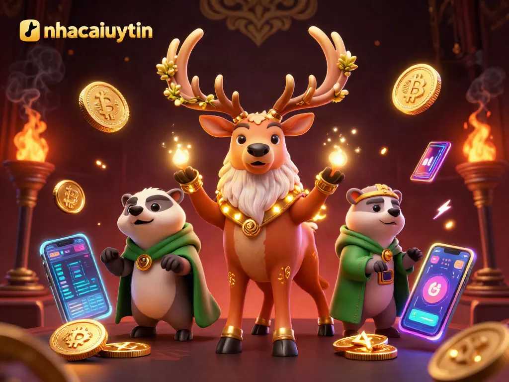 Experience winning with nhacaiuytin and vibrant casino characters in a neon-lit scene.