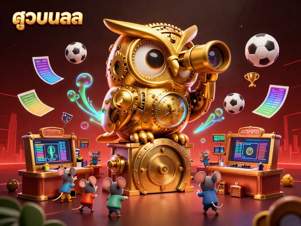 Experience thrilling sports betting action with ดูบอลสด in an interactive illustration of a bustling gaming environment.