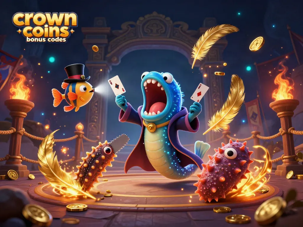 Crown coins bonus codes allow players to engage in exciting card tricks with animated sea creatures.