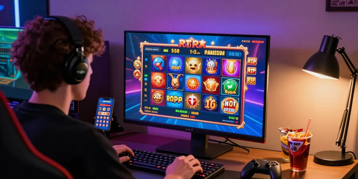 Engaging user on nx303 link alternatif platform enjoying online slots in a modern gaming setup.