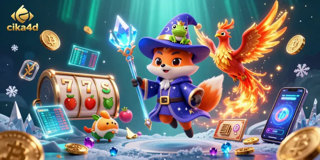 Join the excitement of cika4d with a dazzling 3D illustration featuring lucky slots!