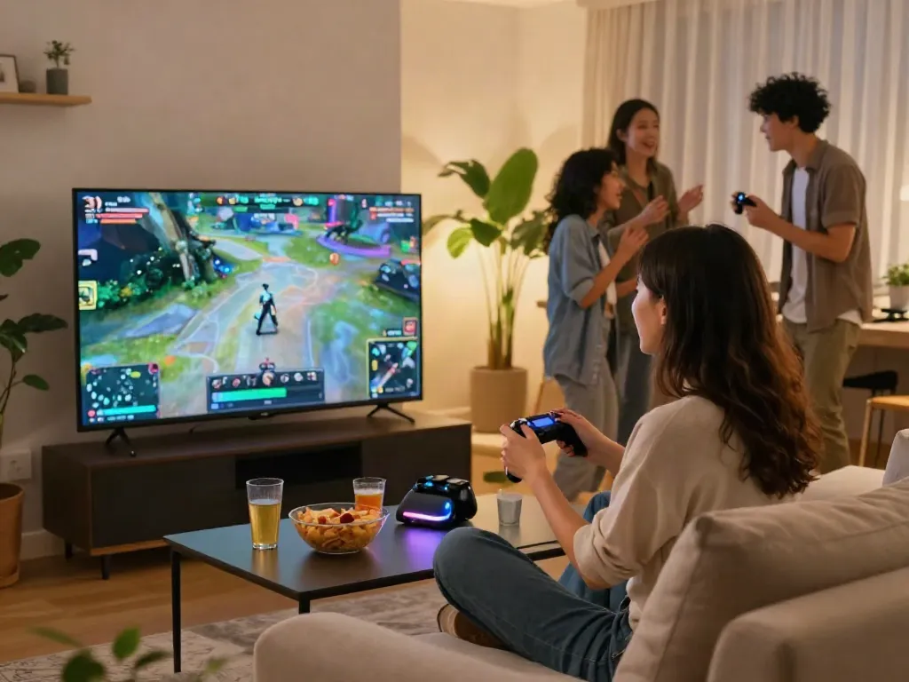 Engaging akunjp gaming experience in a stylish urban setting with friends.