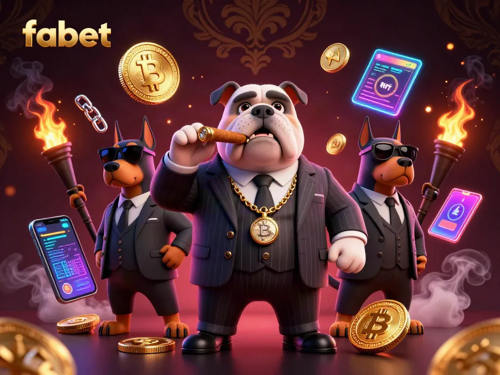 Experience thrilling games with fabet, featuring a mafia boss bulldog and crypto elements.