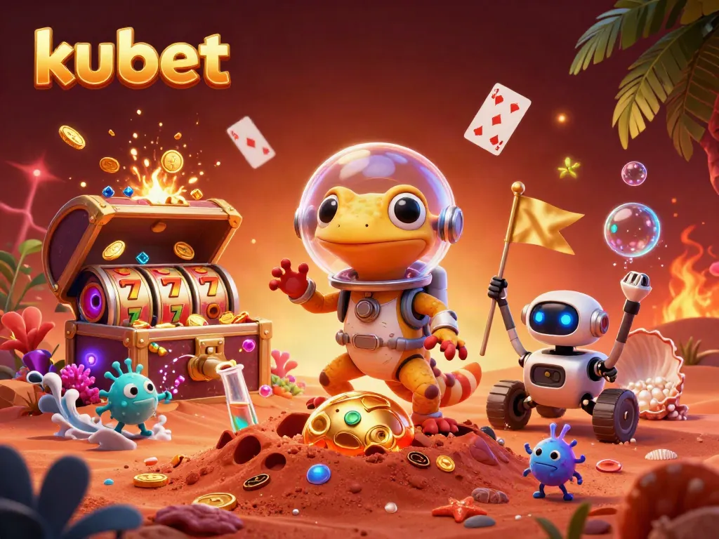 Engage in exciting slot adventures at kubet with vibrant 3D visuals and a playful Martian theme.