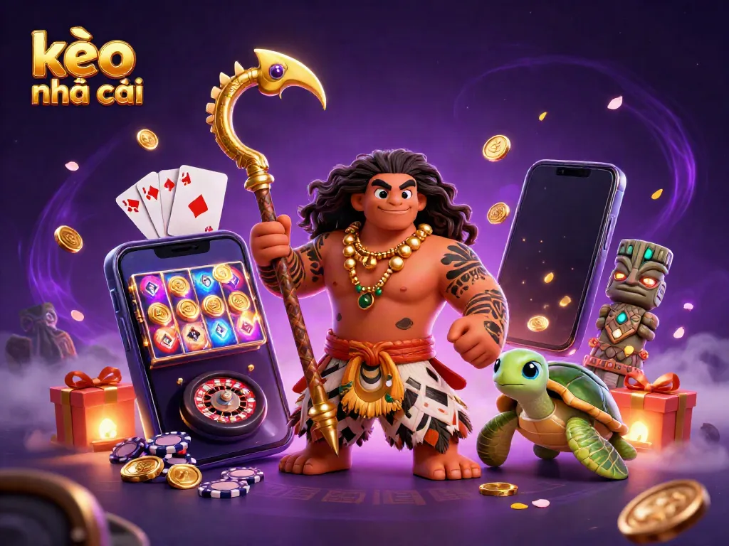 Experience a dynamic illustration showcasing the thrilling world of kèo nhà cái with vibrant gambling elements.