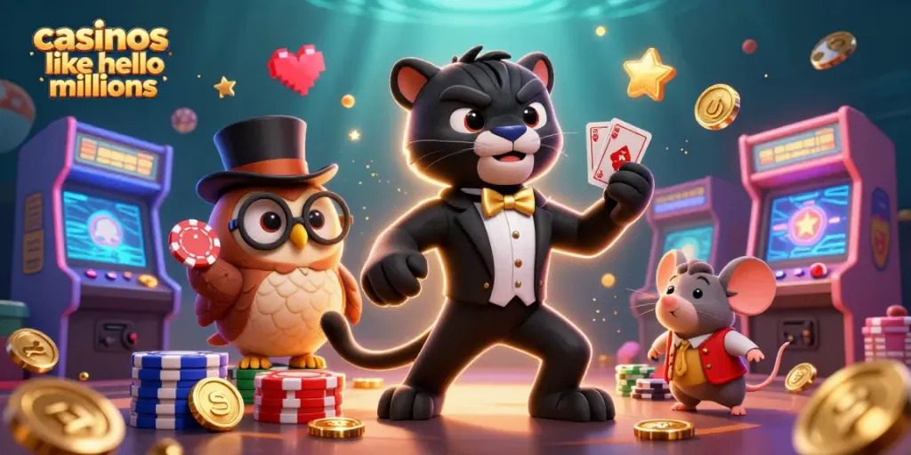 Experience casinos like hello millions with exciting gameplay in this vibrant 3D gaming scene.