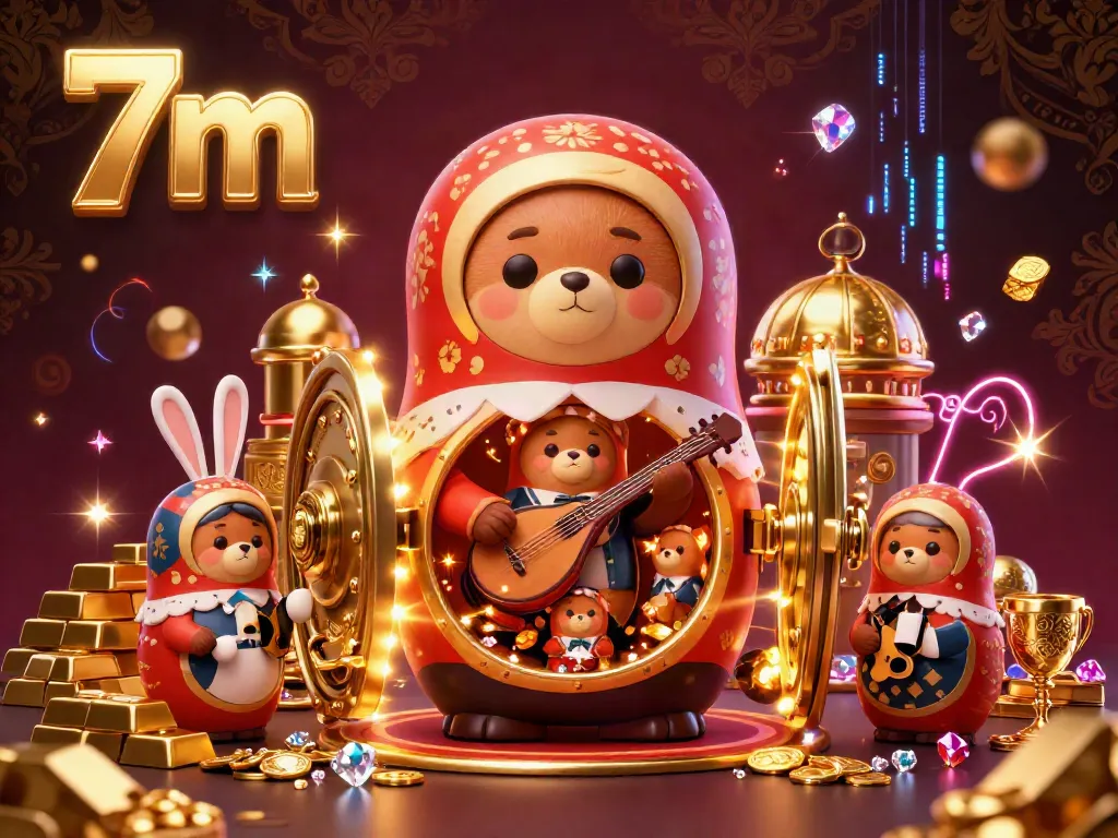 Engage in thrilling gameplay at 7m with animated casino characters amid sparkling treasures.