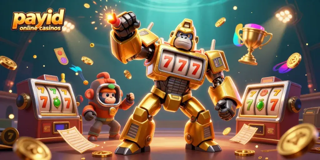 Engage with exciting payid online casinos featuring dynamic golden gorilla mechs and slot elements.