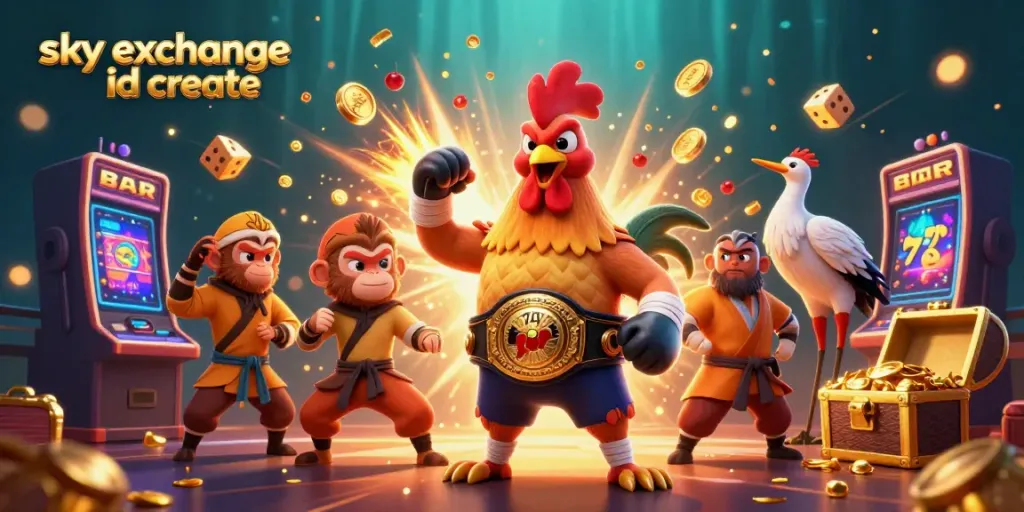 Place your bets using sky exchange id create while celebrating a jackpot win with mascot characters.