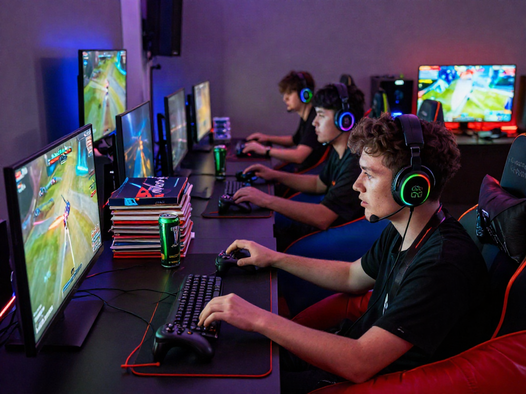 Exciting go8 gaming scene with players competing in a vibrant online gaming setup.