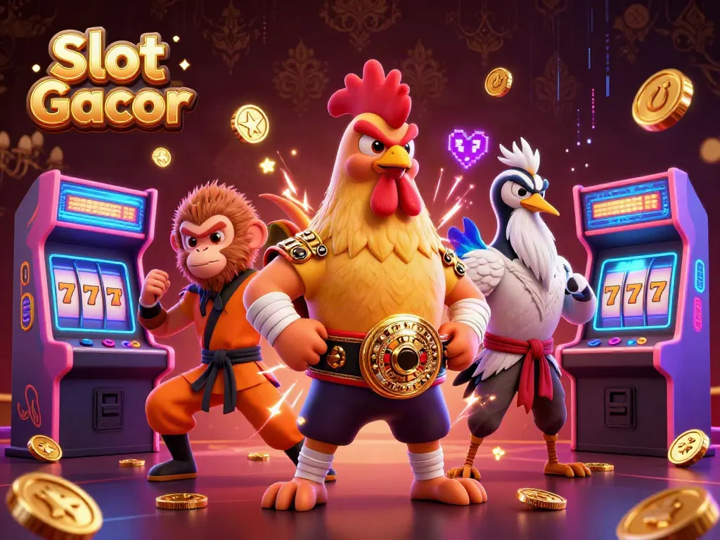 Experience the dynamic energy of Slot Gacor with vibrant gaming characters engaging in an electrifying casino scene.