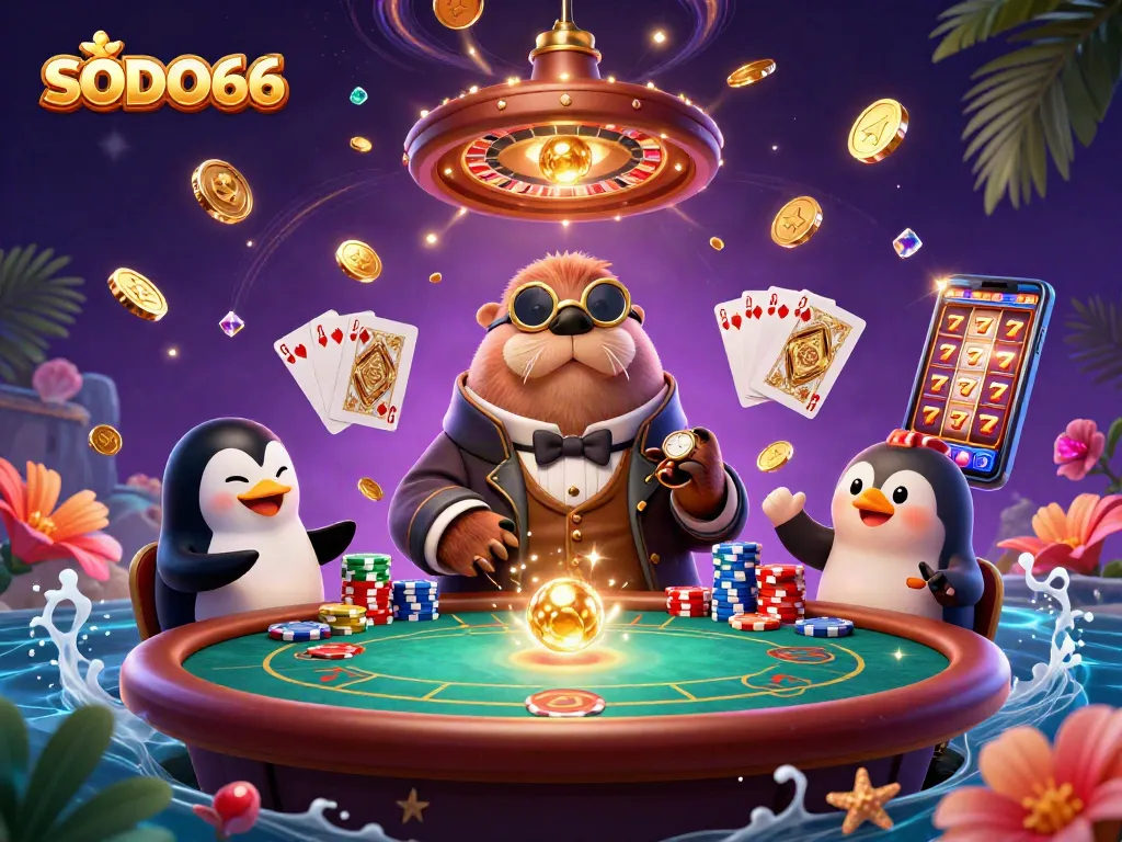 SODO66 enhances winning strategies at a vibrant underwater poker table with stunning characters.