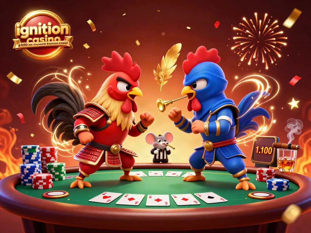 Play with ignition casino $100 no deposit bonus codes in a vibrant, dynamic poker showdown scene.