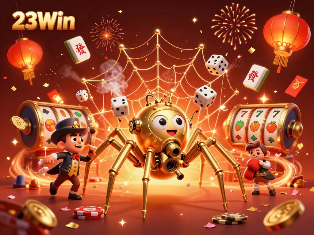 Experience thrilling gameplay at 23Win with animated steampunk elements and festive decorations.