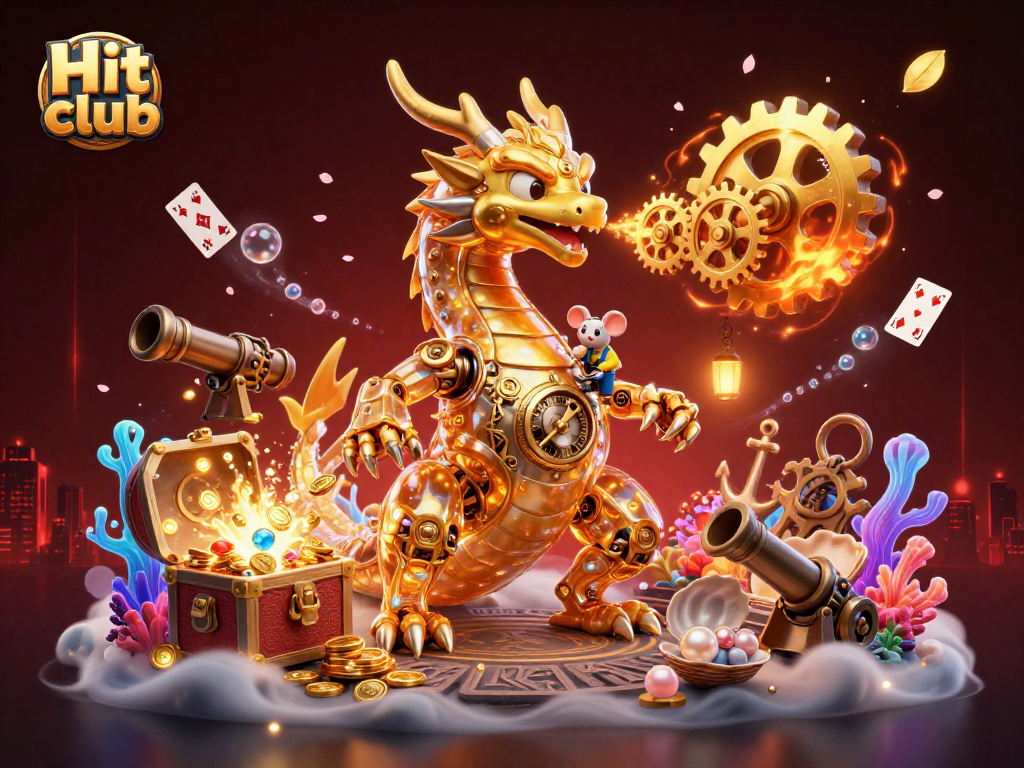 Experience excitement at Hit club with our stunning dragon illustration and dynamic casino elements.