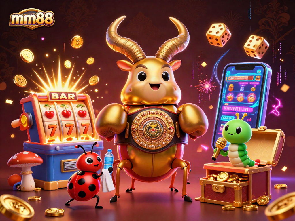 Watch mm88's colossal slot showdown with jackpot thrills and vibrant casino elements.