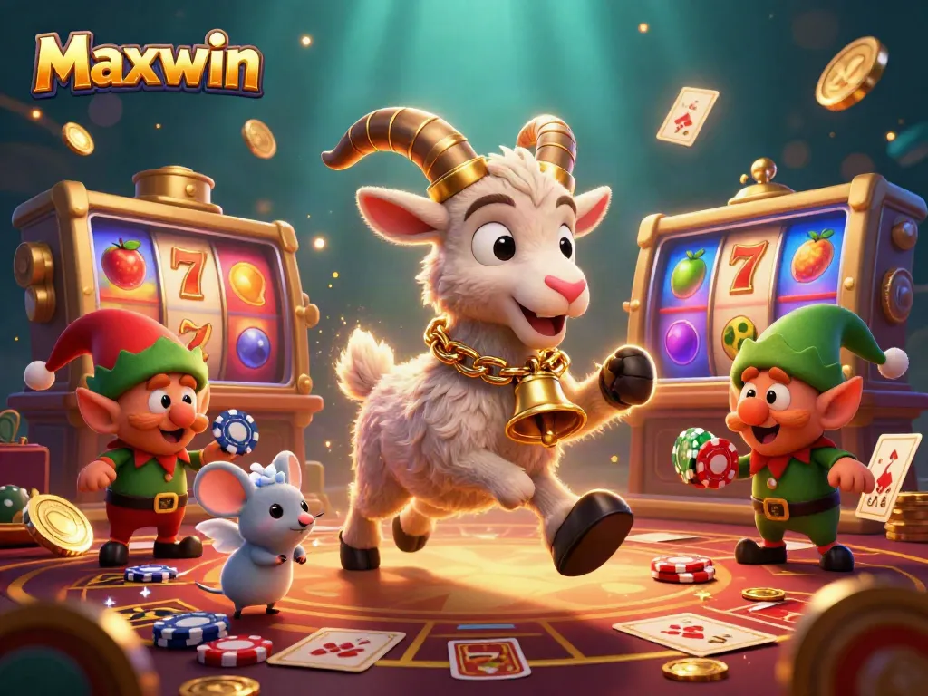 Maxwin's holiday-horror casino scene filled with Krampus, angels, and festive elements