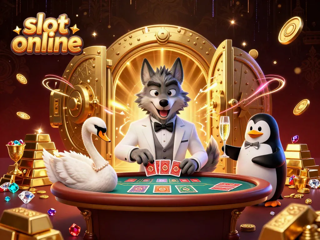 Spin the reels with vibrant slot online action in a captivating casino scene featuring lucky characters.
