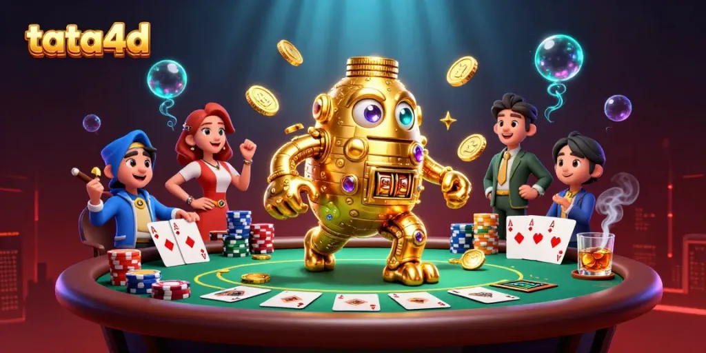 Experience the excitement of tata4d as a golden golem and vibrant poker scene deliver thrilling casino action.